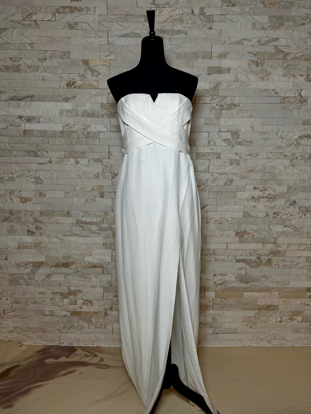 Strapless Crepe Aidan Mattox Ivory White Long Dress